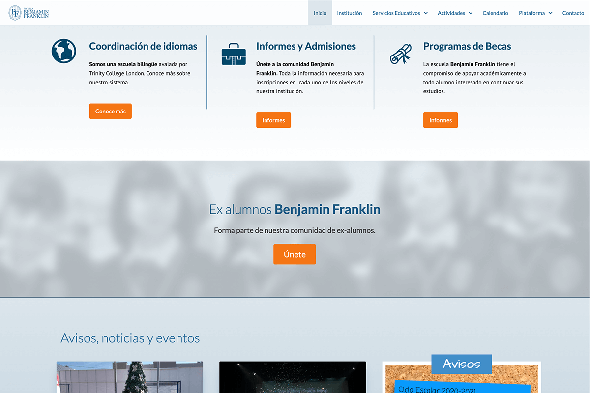 Diseño web Escuela Benjamín Franklin